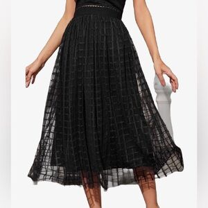 Midi Mesh Overlay Skirt